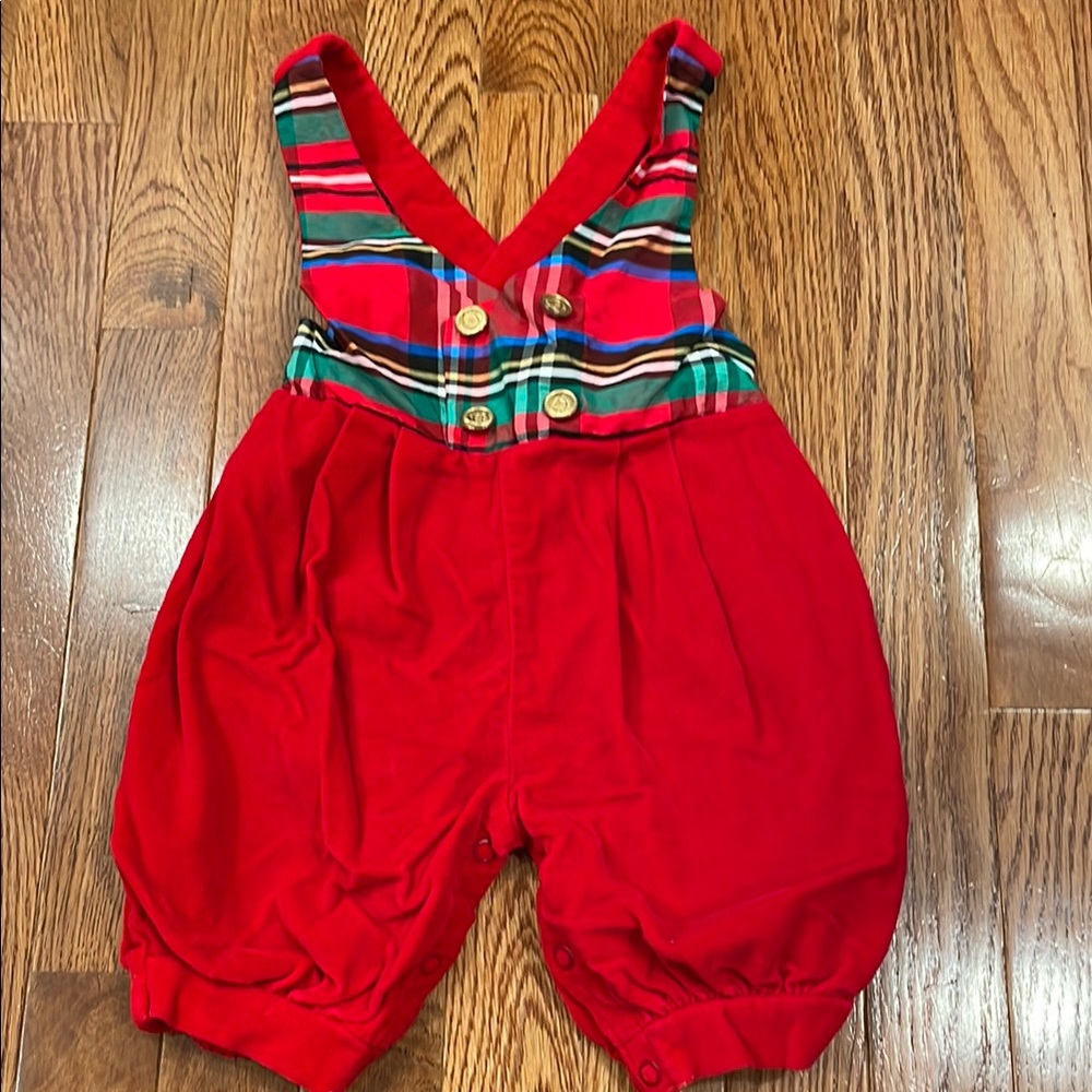 vintage Red Plaid Overall knickers size 18 months